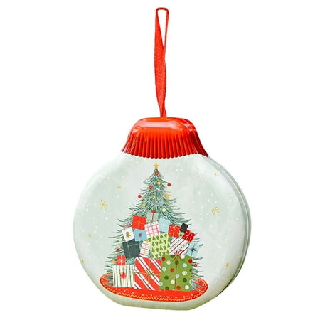 

Veki Tinplate Round Child Christmas Box Pendant Jar Christmas Candy Box Christmas Gift Decoration Decoration Hangs Holiday Table Garland