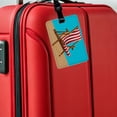 thumbnail image 5 of Beach Chair Red White Stripe Vacation Faux Leather Travel Luggage Tag, 5 of 7