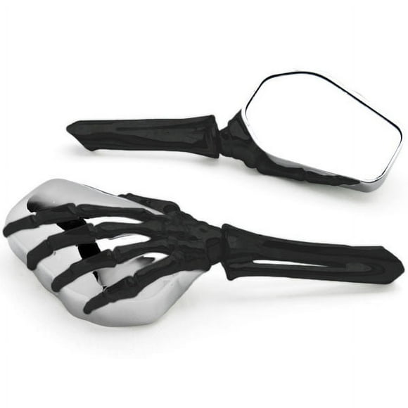 Krator Black/Chrome Skeleton Hand Motorcycle Mirrors Compatible with Honda VTR 1000 Interceptor Super Hawk