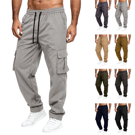 LTTVQM Mens Hiking Pants Stretchy Ripstop Drawstring Waist Lightweight Outdoor Fishing Cargo Pants with Multi Pockets Athletic Casual Business Work Work Pants