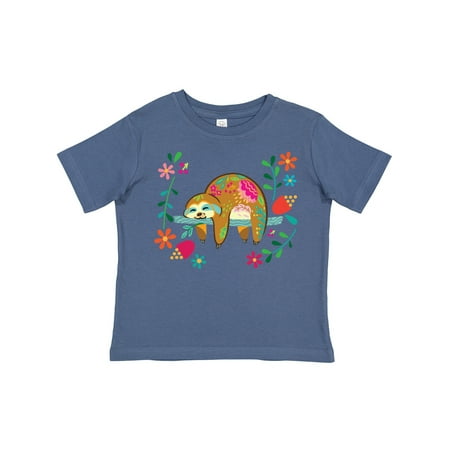 

Inktastic Sloth Cute Girls Flowered Gift Toddler Toddler Girl T-Shirt