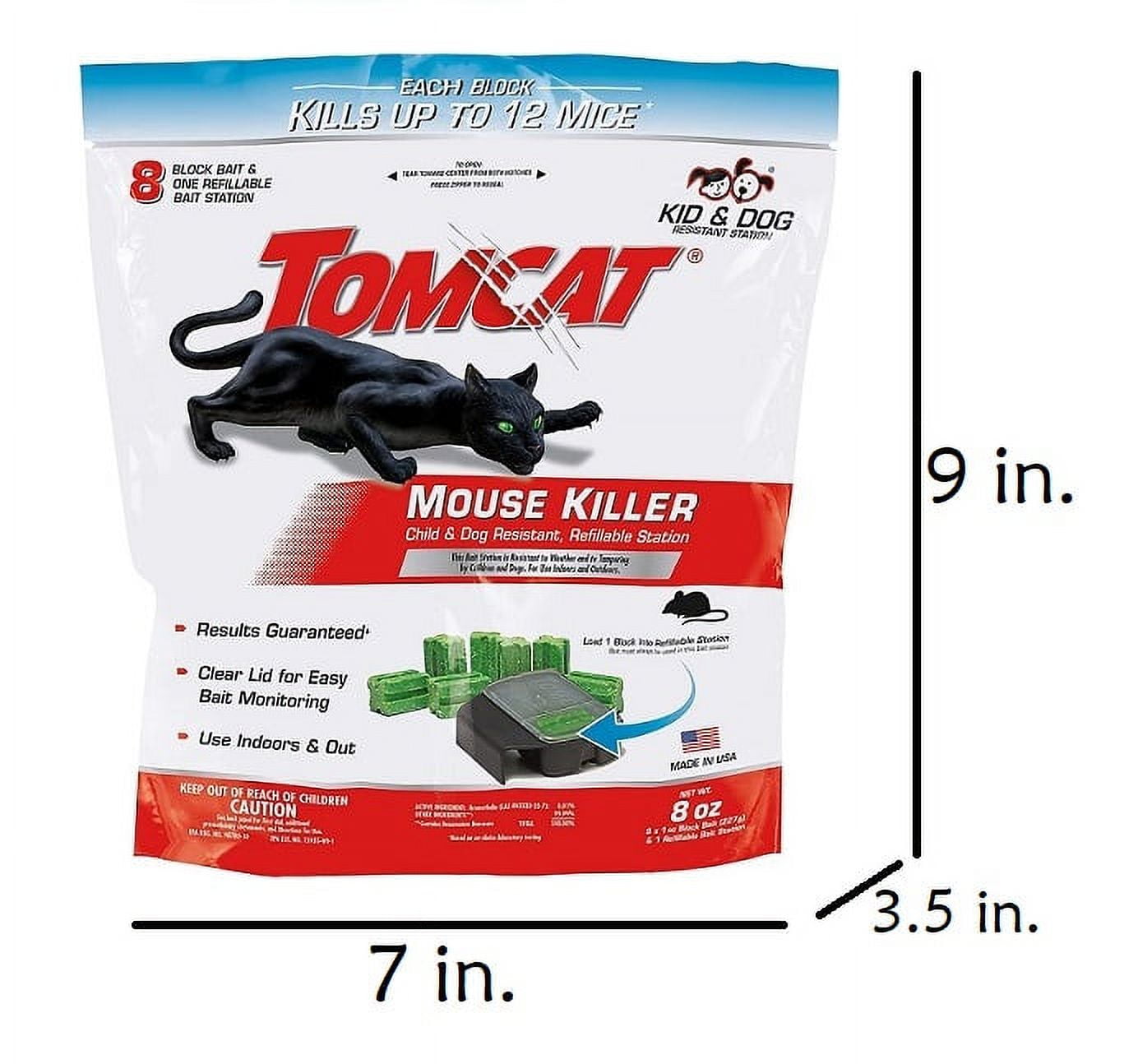 Tomcat Mouse Killer Child Resistant, Refillable Station with Clear Lid for  Easy Monitoring, 1 Bait Station and 4 Refills (Pack of 2)