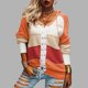 thumbnail image 3 of Suéteres para Mujer Diseño de Empalme con Cuello en V Estilo con Capucha Color de Contraste Suéter con Capucha para Mujer para Fiesta Oficina Hogar Naranja XL, 3 of 6