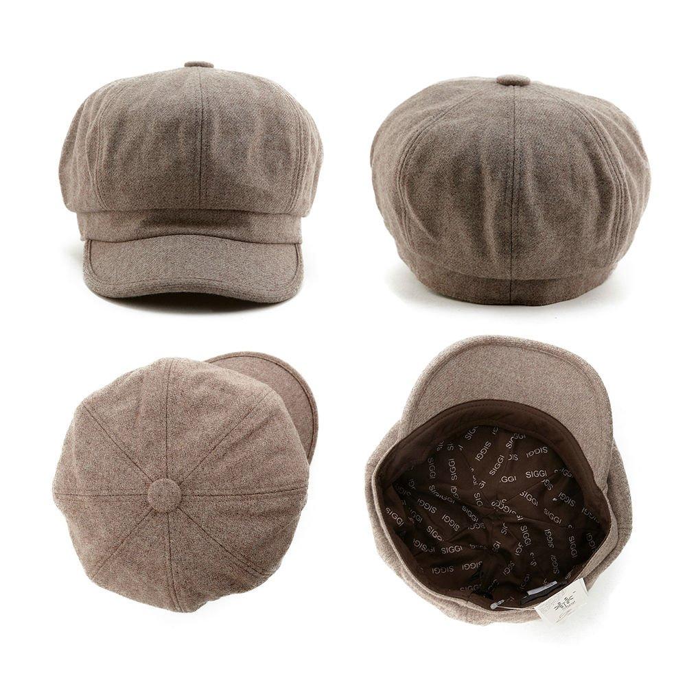 Merino Wool Beret Bill Visor Caps for Women Newsboy Cap Winter