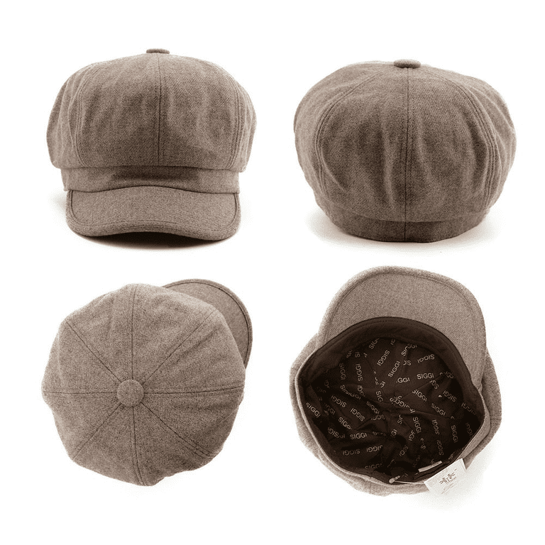 Merino Wool Beret Bill Visor Caps for Women Newsboy Cap Winter