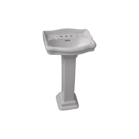 19 Inch Pedestal Sink - Art Nouveau Bathroom Lavatory - Vitreous China - Elegant Design - Mounting Hardware Included