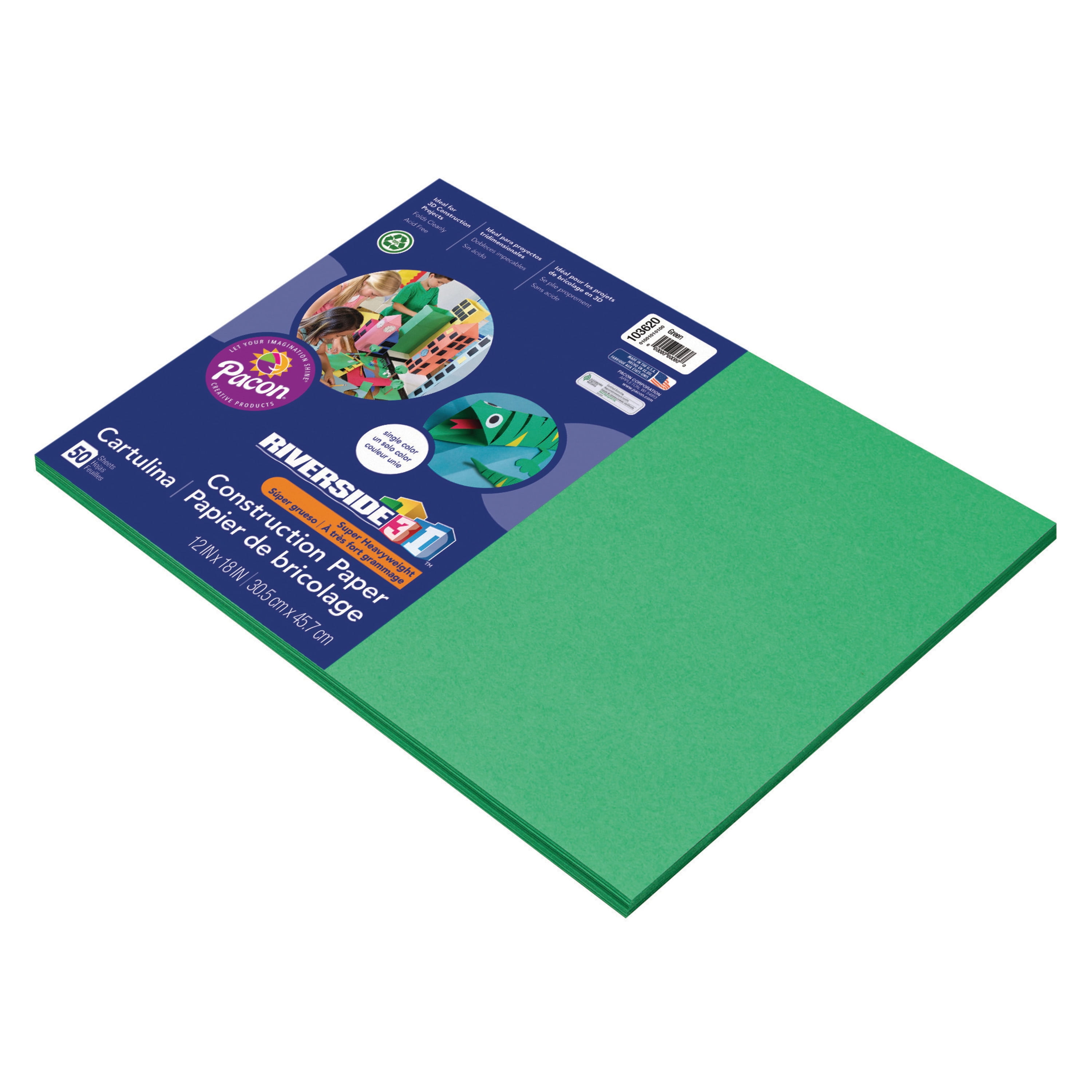 Pacon Riverside Construction Paper, 12" x 18", Green