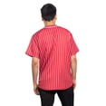 thumbnail image 3 of Men's Hipster Hip Hop Button Down Pin Striped Baseball Jersey Short Sleeve Shirt BJ44 - Red - 5X-Large, 3 of 5