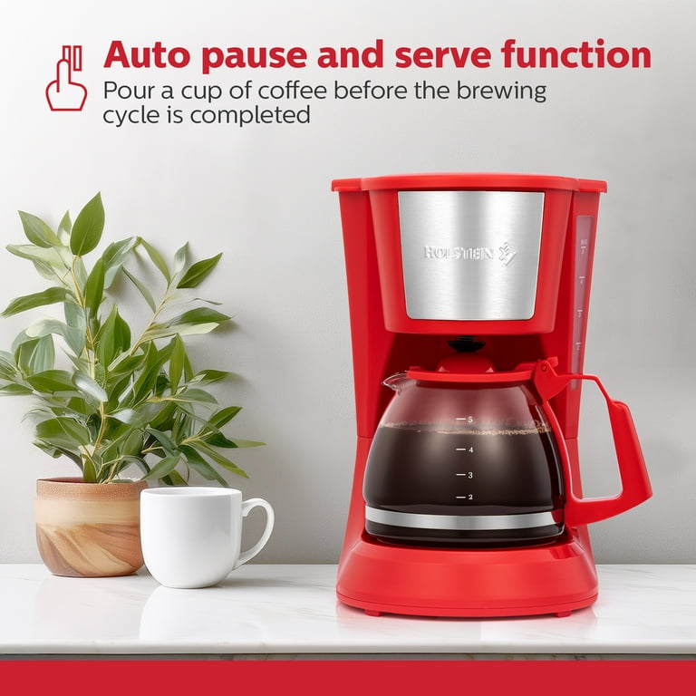 Holstein Housewares 5-CUP Coffee Maker, Model RRK150, Space-Saving