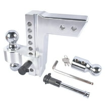 GELUOXI Heavy Duty Aluminum Trailer Hitch Fits 2.5" Receiver 8" Drop/Rise 1-7/8" 2" 2-5/16" Tri Hitch Balls 18500 LBS
