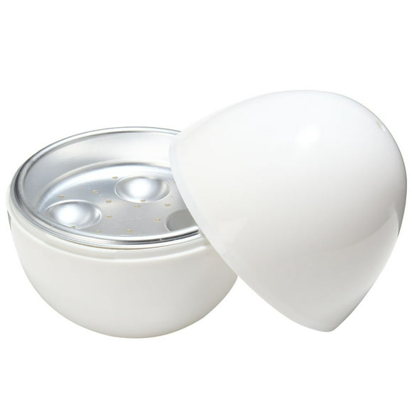 FRCOLOR egg cooker Round Shape Microwave Egg Poacher Egg Cooker Eggs Boiler Steamer Egg Plate Tray for Home with 4 Egg Capacity,6.1"X5.51"X5.31"