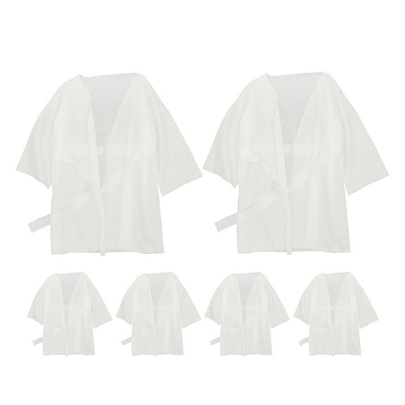 FELTECHELECTR Cotton Spa Dress Bathrobe White Cotton Spunlace 6 Pcs for Women Men