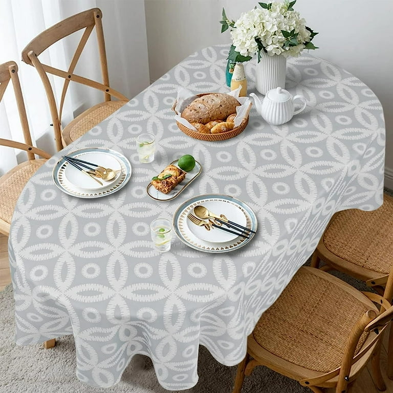 Grey oval tablecloth discount