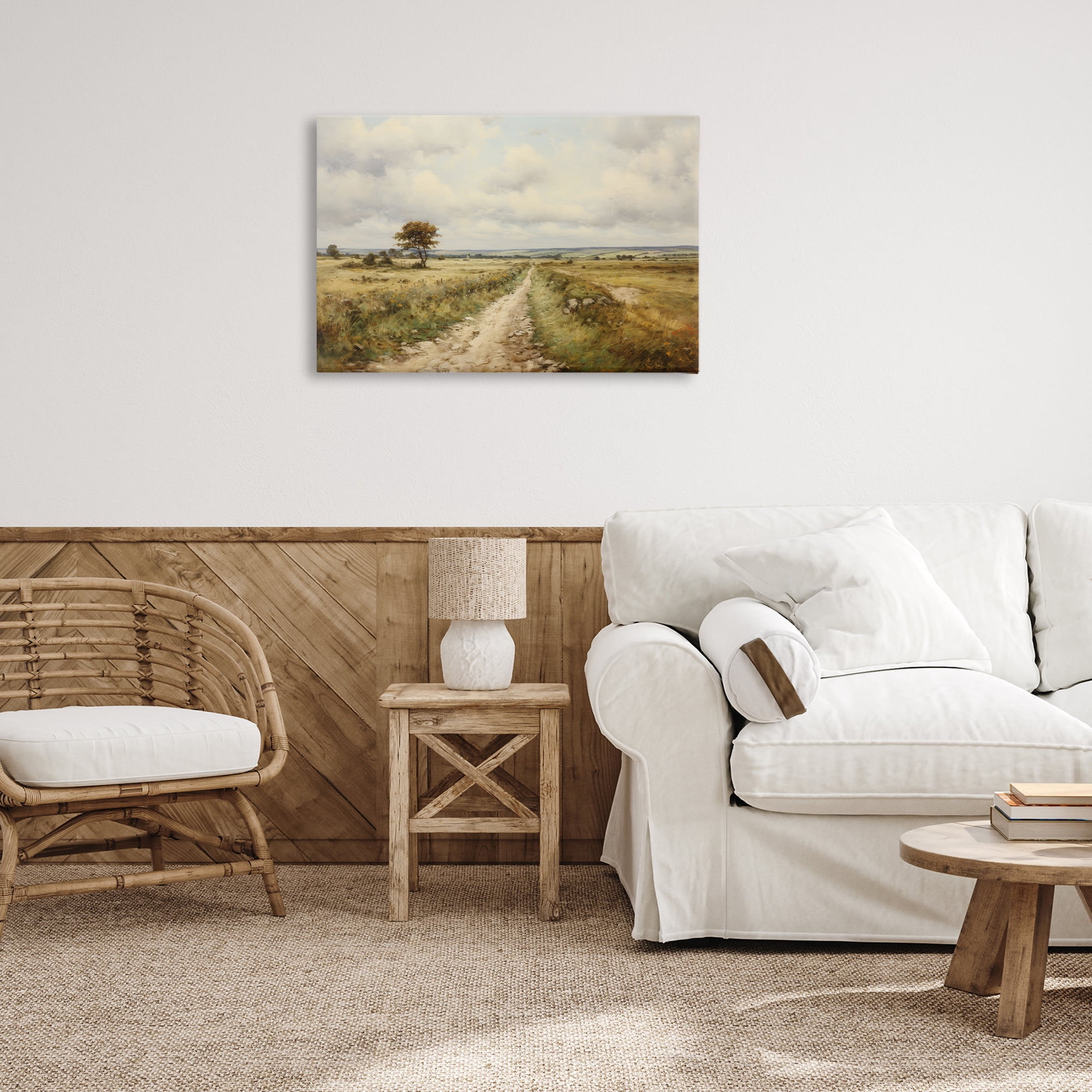 Stupell Industries Rural Farm Road Landscape & Nature Painting Wrapped Canvas Art Print Wall Art, 30 x 20