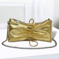 thumbnail image 4 of Bolso Hobo para mujer, Bolso de hombro plisado con cadena, Bolso femenino con cordón (dorado), 4 of 8