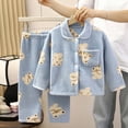 thumbnail image 2 of Pandaie 2 Piece Toddler Boys Girls' Winter Fleece Coat Pajama Set Warm Plush Tops Pants Sleepwear Pjs Outfits Blue,9-10 Years, 2 of 4
