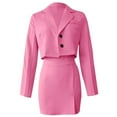 thumbnail image 5 of Meichang Women's Two Piece Set 2023 Lapel Cropped Blazers Jacket Single Breasted Coat Slim Side Slit Skirt Solid Business Suit Set, 5 of 6