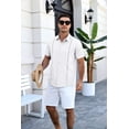 thumbnail image 3 of COOFANDY Men's Relaxed Fit Button-Up short Shirt with Decorative Stripes - Casual and Office Wear, 3 of 9