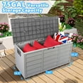 thumbnail image 4 of Seizeen Patio Deck Box, Large Storage Box with Wheels for Pool Accessories, Waterproof Storage Furniture for Outdoor Garden, 75 Gallon, Gray, 4 of 10