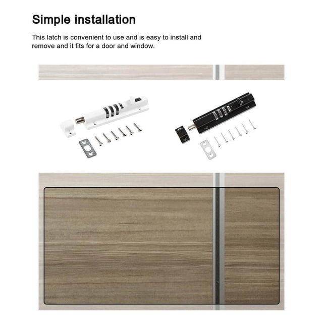 pitrice Home Zinc Alloy Door Window Latch Replacement Living Room Bedroom Screw Mounted 3-digit Code Bolts Lock Hardware Black