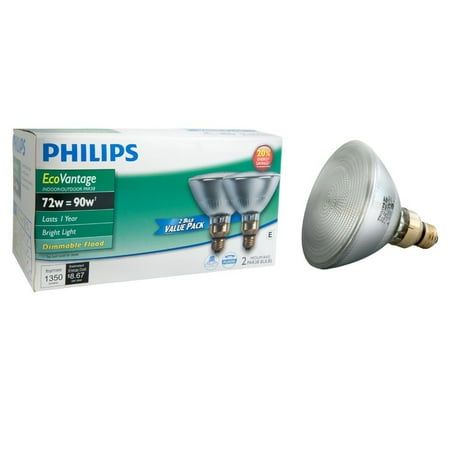 - 429373 Halogen PAR38 90 Watt Equivalent Dimmable Flood Standard Base Light Bulb, 2 Pack, Philips EcoVantage 72-Watt PAR38 flood light light bulb.., By Philips from USA