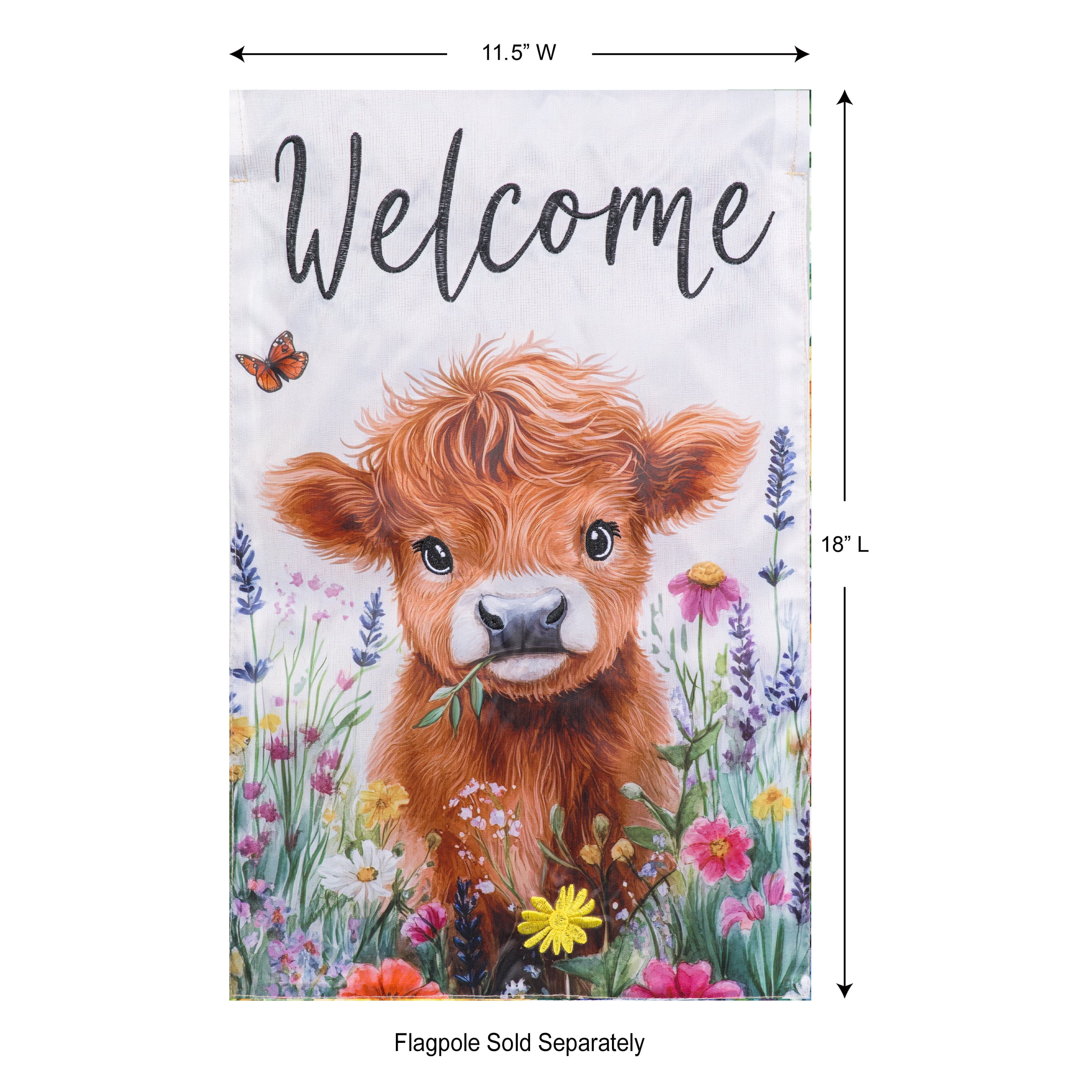 Meadow Creek 11.5" x 18" Spring Highland Cow Outdoor Yard Flag