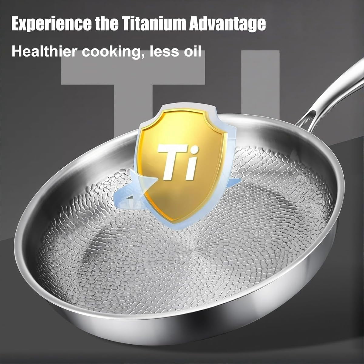 Titanium Hammered Pan Pro, 2026 New 100% Pure Titanium Fry Pan With Lid, No Coating Non-Stick Titanium Pans for Cooking Scratch-Resistant for Oven, Induction & All Cooktops (With Lid, 10.23in)