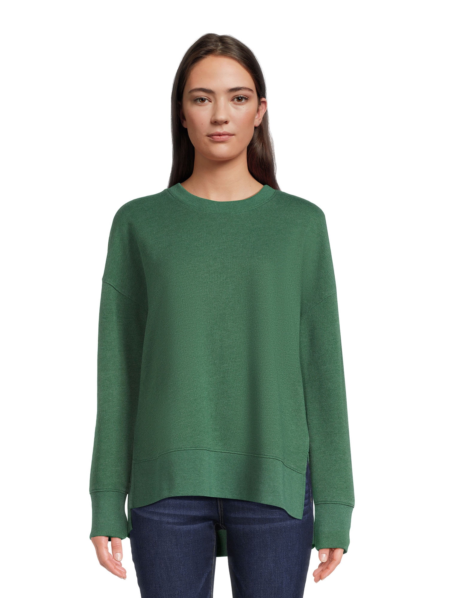 Time and Tru Women's Tunic Sweatshirt with High-Low Hem, Sizes XS -4X