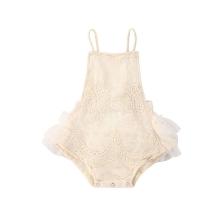 

Mioliknya Cute Infant Newborn Baby Girl Lace Sleeveless Romper Jumpsuit Bodysuit Summer Outfit Clothes