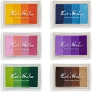 RUIG Craft Ink Pad, Washable DIY Stamp Ink Pads for Kids, 24 Colors Finger Print Ink Pads for Scrapbooking, Card Making, Painting, Set of 6 Multicolor Rainbow Ink Pads