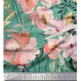 thumbnail image 1 of Soimoi Blue Cotton Jersey Fabric Leaves & Magnolia Floral Printed Craft Fabric by the Yard 58 Inch Wide, 1 of 5