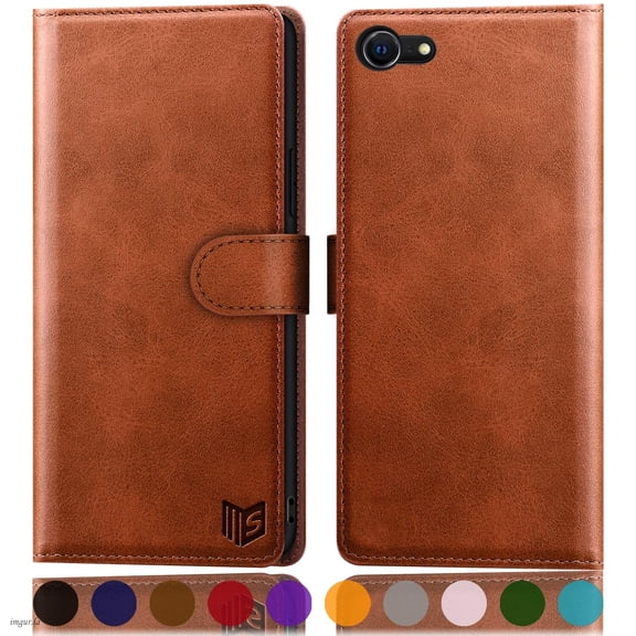 SUANPOT For iPhone 7 Wallet Case with RFID Blocking Credit Card Holder,Light Brown