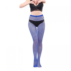 TELOLY High Waisted Fishnet Tights Stockings Women,High Waist Fishnets Sheer Pantyhose (One Size),Royal Blue