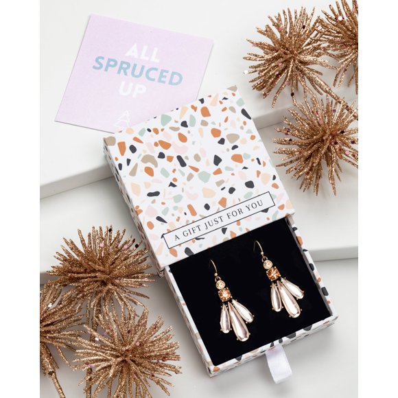 Don’t AsK Women’s Champagne Crystal Triple Teardrop Earrings, In Gift Box