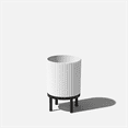 thumbnail image 1 of Veradek Mason Series Raised Demi 12" Plastic-Stone Planter with Stand - White/Black, 1 of 9