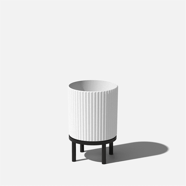 Veradek Mason Series Raised Demi 12" Plastic-Stone Planter with Stand - White/Black