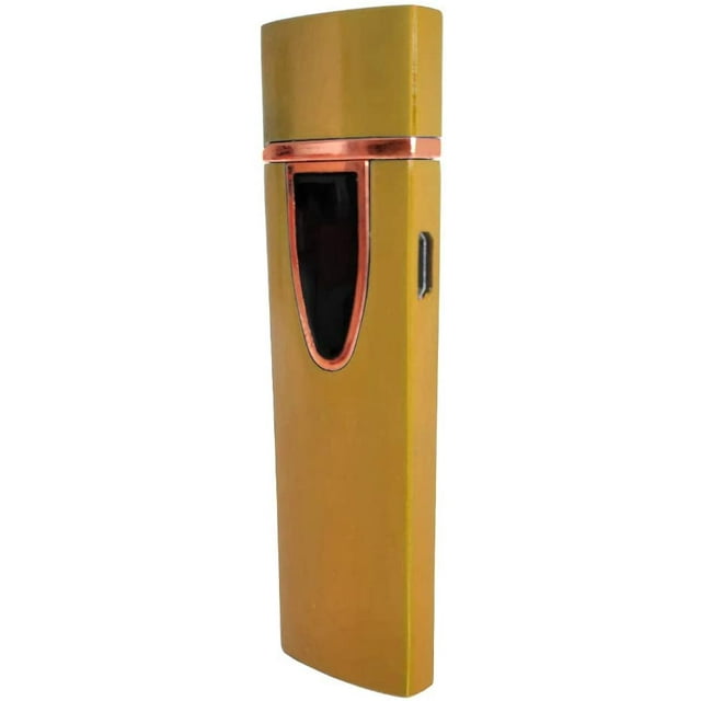 USB Plasma Lighter Flameless Electric Double ARC Dual Pulse Torch Rechargeable Lithium Power Battery (Spark - Glamorous Gold)