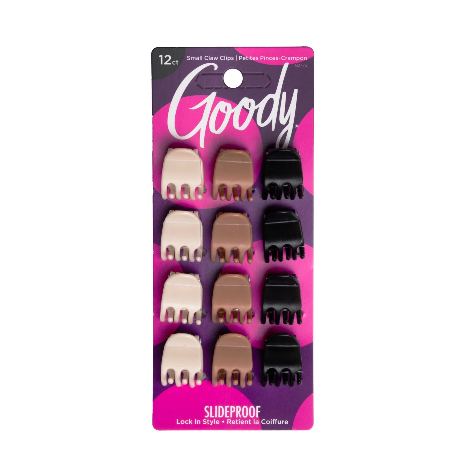 Goody Classic Mini Claw Clips, Assorted Colors, Slide-Proof Grip for All Hair Types, 12 Count