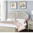 thumbnail image 2 of Classic Silver Finish Eastern king Size Bed 1pc Bedframe Bedroom Furniture 2-Panel Design Elegant Carved Accents, 2 of 4