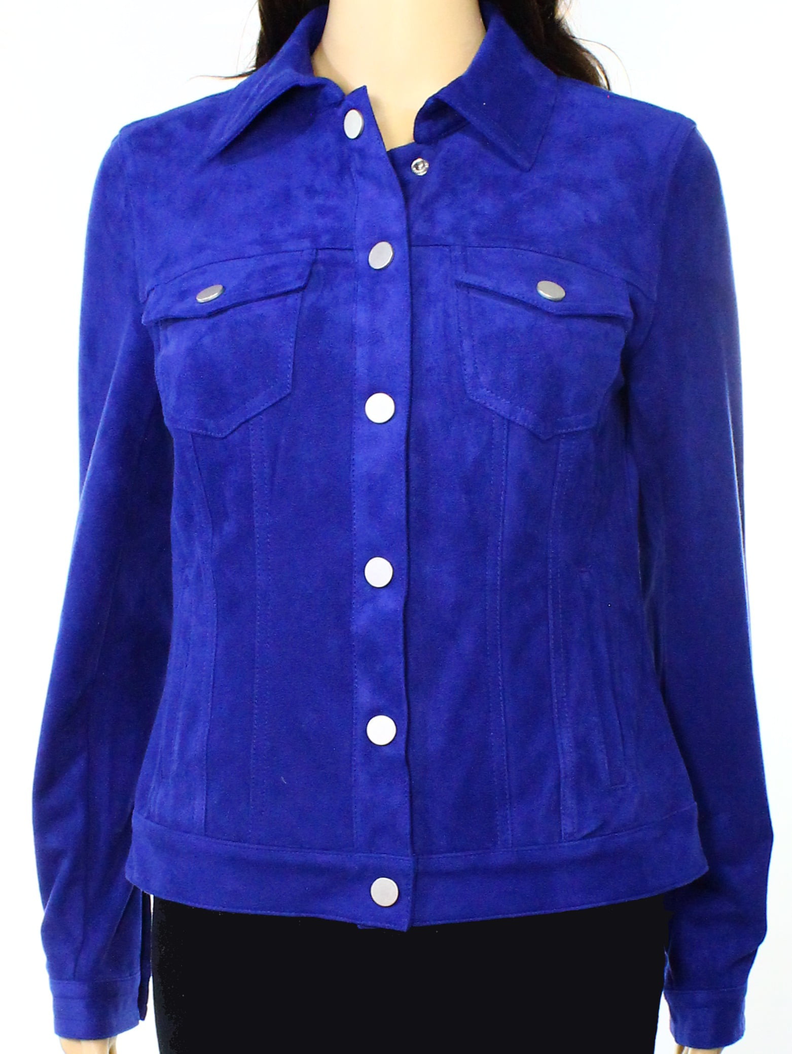 INC - INC NEW Royal Blue Womens Size Small S Faux-Suede Button-Down ...