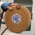 thumbnail image 4 of Bolso bandolera de playa de verano, bolso redondo de mimbre para mujer a la moda para vacaciones (marrón) Tmvgtek Para Estrenar, 4 of 8