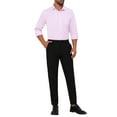 thumbnail image 2 of INSPIRE CHIC Men's Shirt Point Collar Long Sleeve Button Solid Color Business Dress Shirt L Pink, 2 of 5