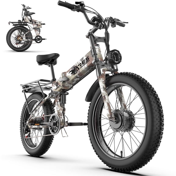 AMYET ARES AWD Electric Bike for Adults, Dual Motor 2000W Ebike, 52V 20Ah Battery, 24" x 4.0" Fat Tire, Folding Electric Mountain Bike, 34MPH, UL2849