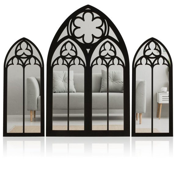 HLONK Gothic Furniture Cathedral Mirrors Exquisite Classic Gothic Mirrors Wall Decor Easy to Use Gothic Bedroom Decor Mirrors Safe Mirror Frame Spooky Gothic for Bedroom