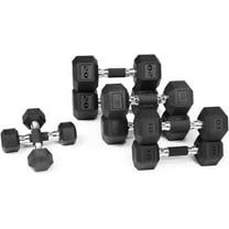 WF Athletic Supply Rubber Encased Hex Dumbbells with Rubber Grip Contoured Handle for Muscle Toning, Strength Building & Full Body Workout