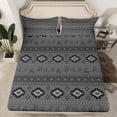 thumbnail image 2 of Homewish Grey Triangle Aztec Bed Sheets, Western Hippie Bohemian King Sheets, Tribal Cowgirl Cowboy Sheet Set, Microfiber Bedroom Decor, 4-Piece, 2 of 7