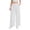White, variant on Womens Linen Wide Leg Pants Casual Zipper Front Summer Cropped Trousers Beach Vacation Dressy Pants with Pockets 2XL