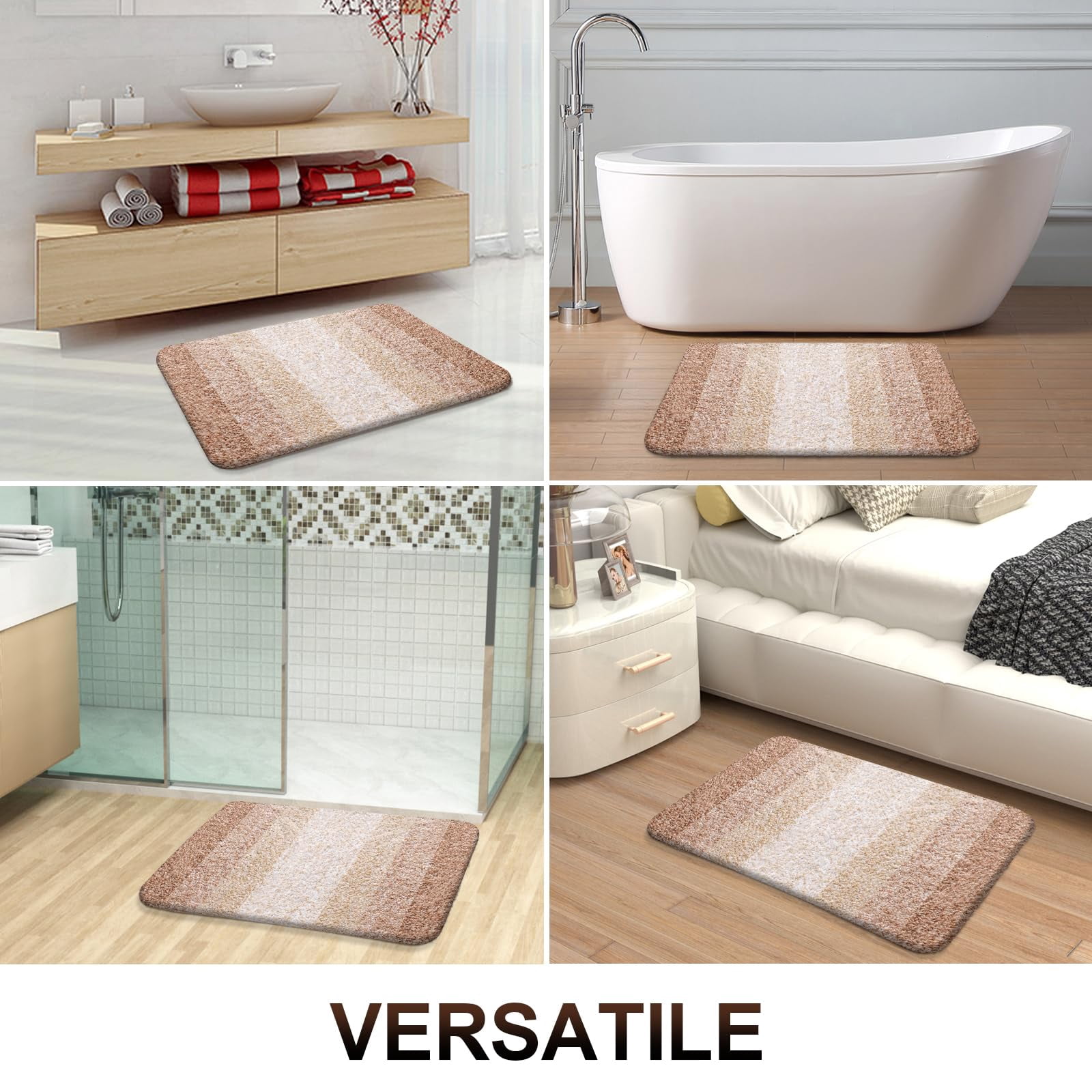 Bathroom Rugs Mat 24x16  Extra Soft Absorbent Microfiber Bath Rubber Backing Quick Dry Machine Washable Mats For Floor Tub And Shower Home Decor Accessories Beige