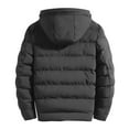 thumbnail image 4 of Herrnalise Men's Short Work Clothes Cotton Jacket Bread Jacket Thickened Long Sleeve Hooded Zipper Pocket Cotton Jacket Coat Gray, 4 of 4