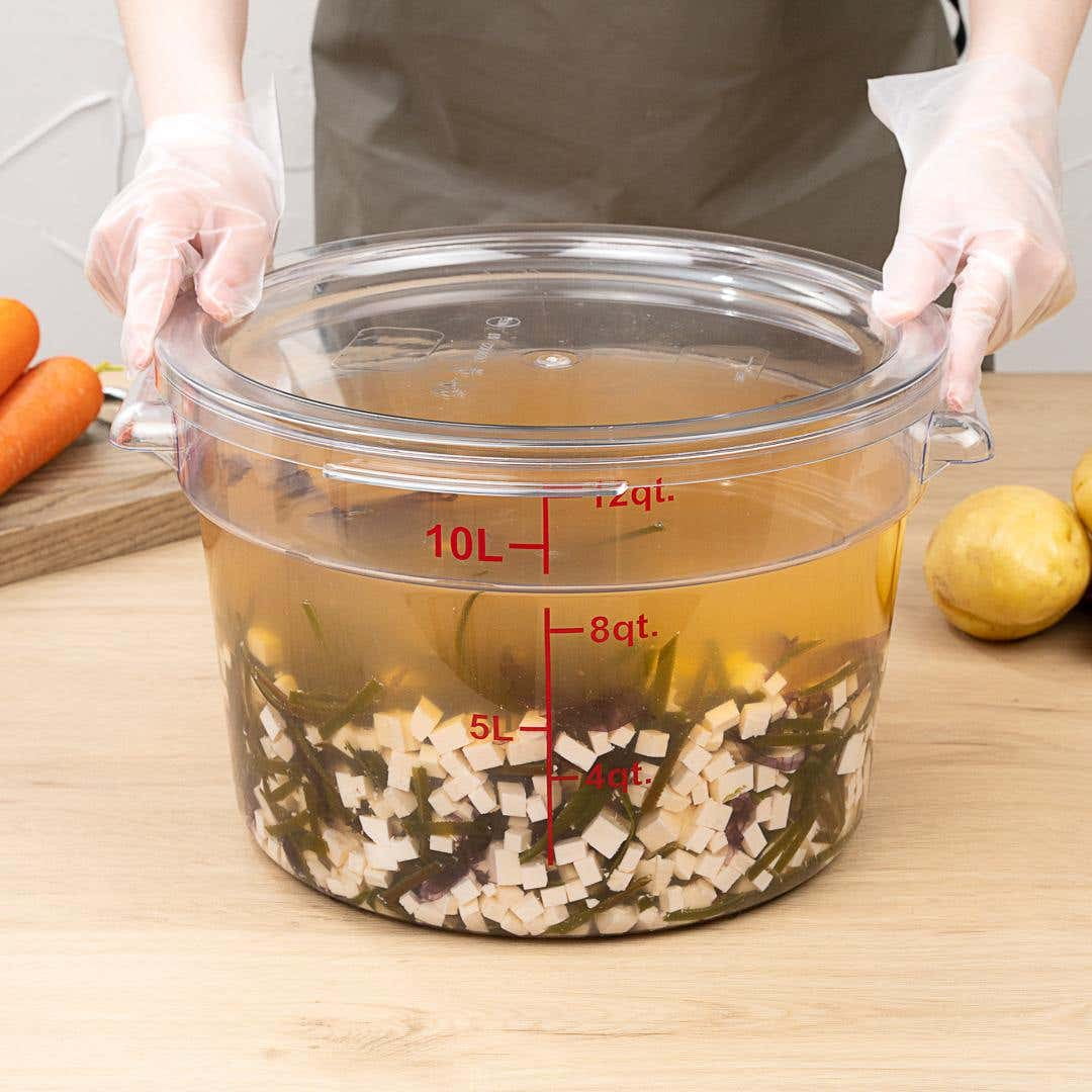 Met Lux 12 qt Square Clear Plastic Food Storage Container - with Blue Volume Markers - 11 inch x 11 inch x 8 inch - 1 Count Box